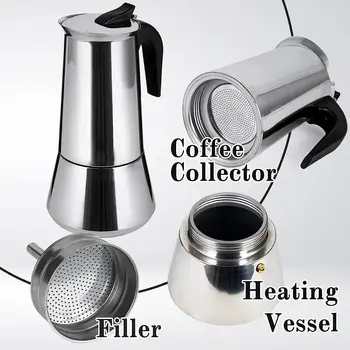 Cafetière Expresso - 6 tasses - 350ml - Argent