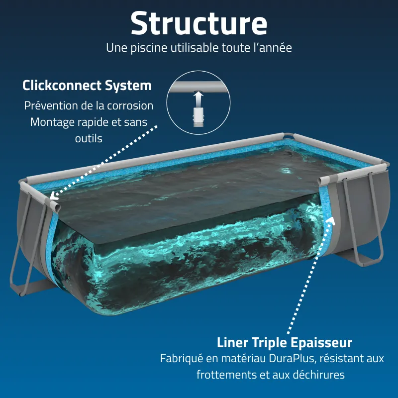 Piscine hors sol tubulaire BESTWAY - Steel Pro - 488 x 244 x 122 cm - Rectangulaire