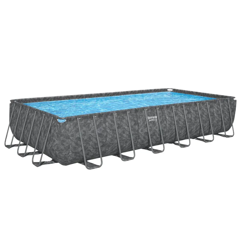 Piscine hors sol tubulaire rectangulaire Bestway APX 365 - 732 x 366 x 132 cm gris foncé