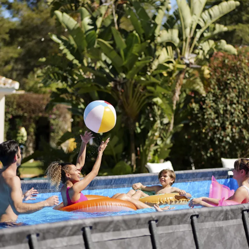 Piscine hors sol tubulaire rectangulaire Bestway APX 365 - 732 x 366 x 132 cm gris foncé