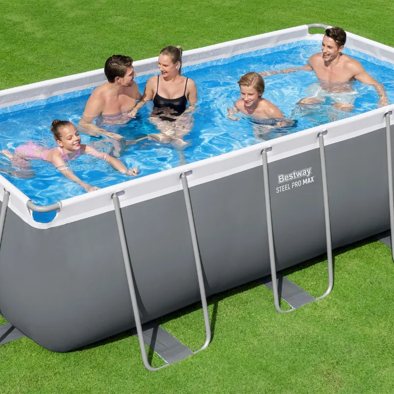 Piscine hors sol tubulaire rectangulaire Bestway Steel Pro MAX 412 x 201 x 122 cm gris