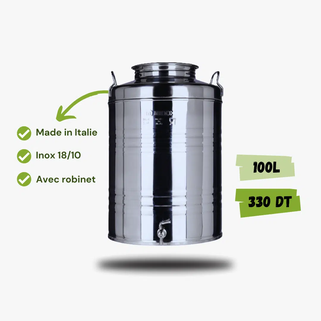 Citerne à Huile dolive - Inox 18/10 - Avec Robinet