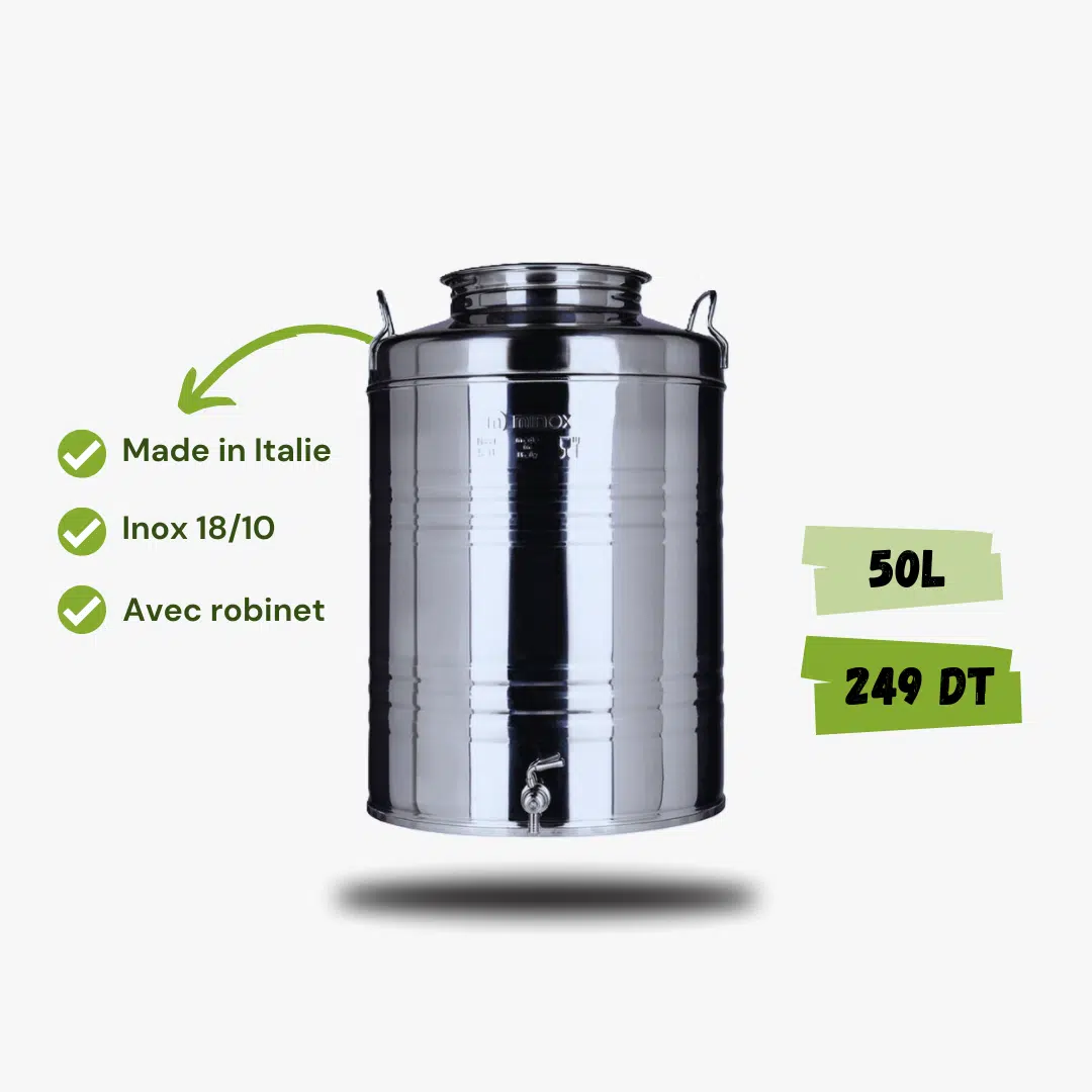Citerne à Huile dolive - Inox 18/10 - Avec Robinet