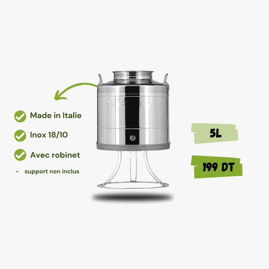 Citerne à Huile dolive - Inox 18/10 - Avec Robinet