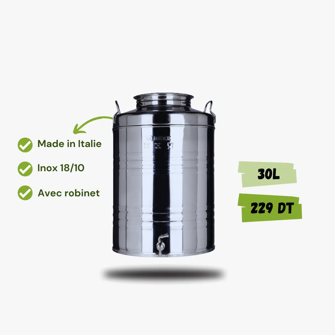 Citerne à Huile dolive - Inox 18/10 - Avec Robinet