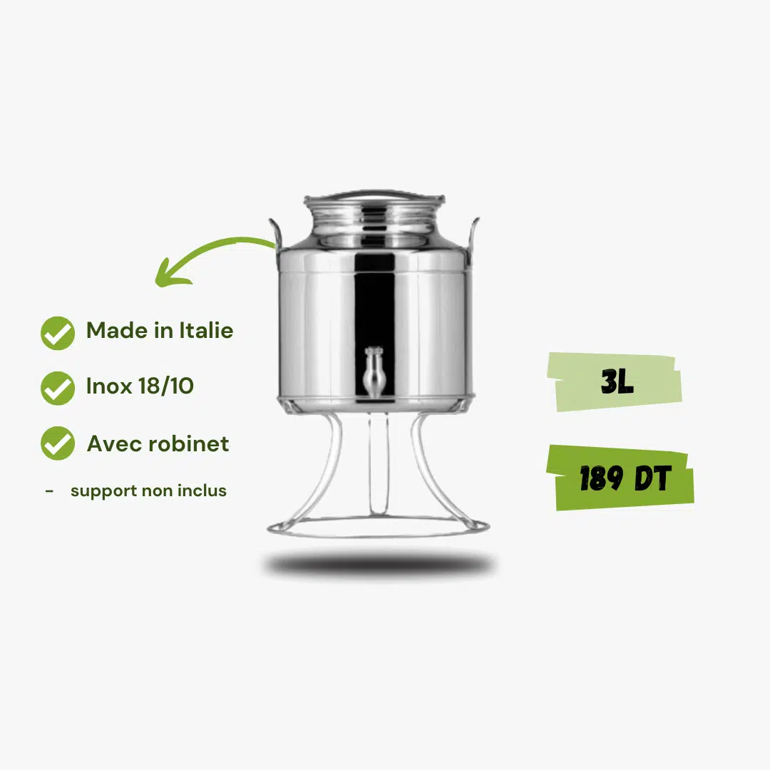 Citerne à Huile dolive - Inox 18/10 - Avec Robinet