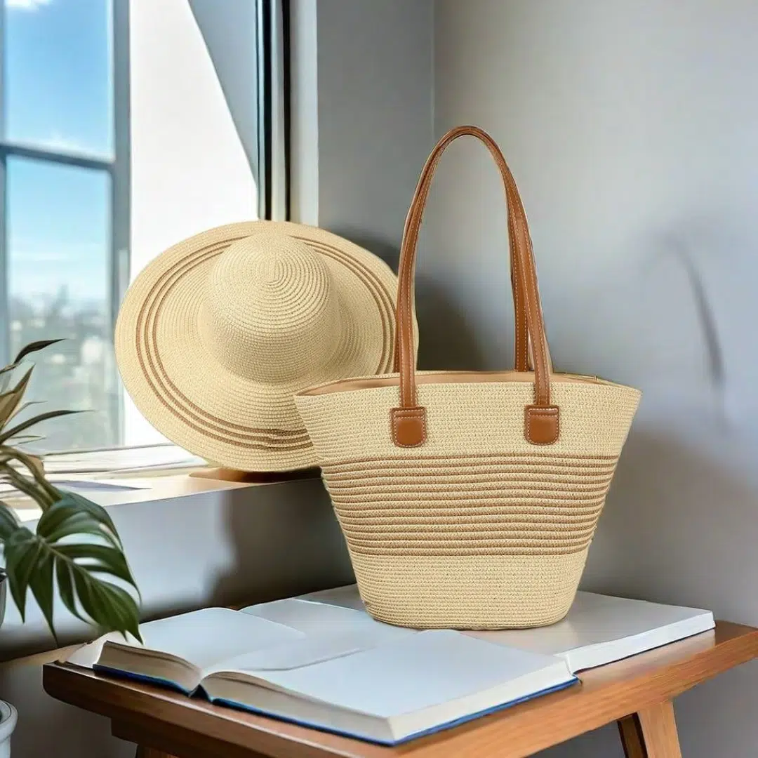 Chapeau & sac en paille
