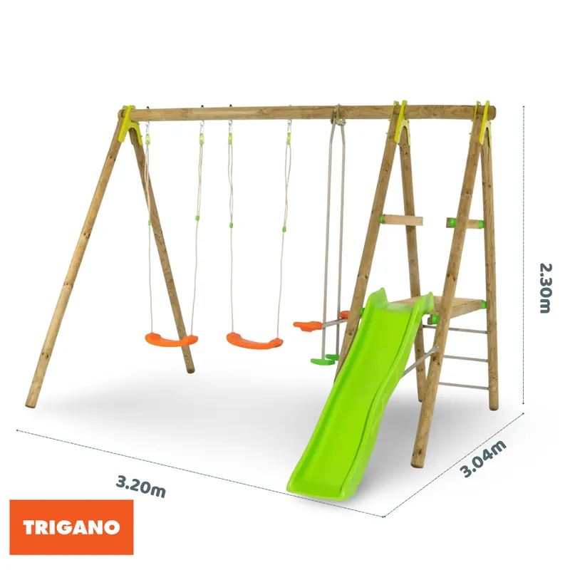 Balançoire en bois 2,30 m Topwood TUTTI - 6 enfants