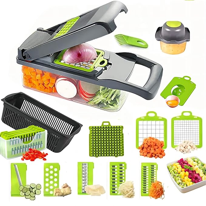 Hachoir à Légumes 14 en 1 + Cadeaux (éplucheur de peau de poisson)