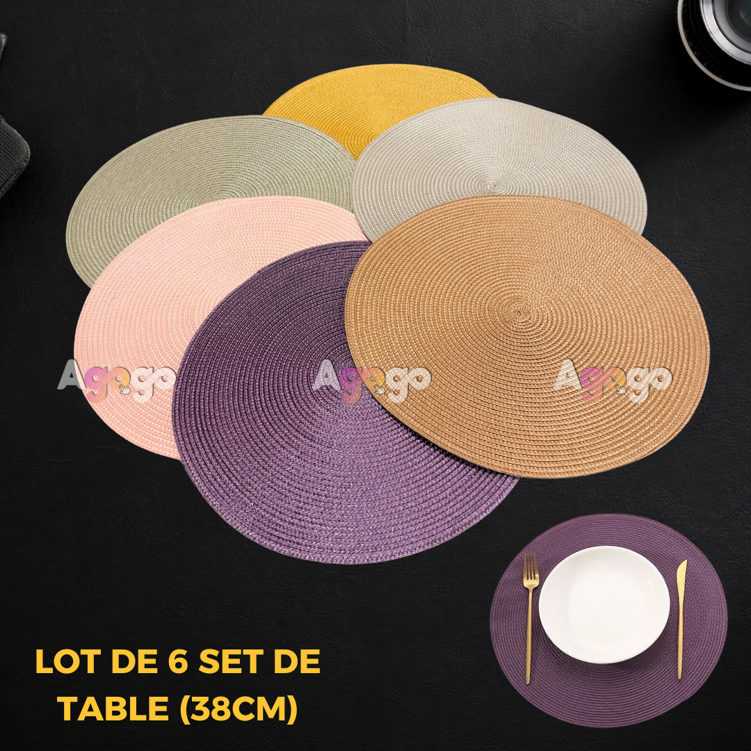 Lot de 6 set de table rond coloré 38 Cm