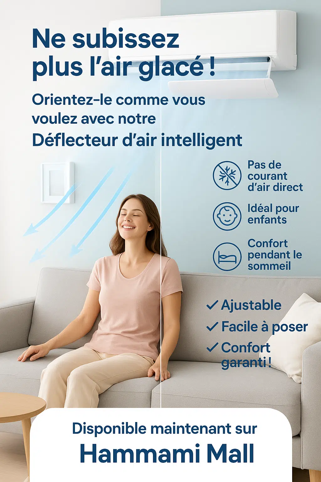 Déflecteur de climatisation, déflecteur de climatisation réglable, déflecteur climatiseur universel, déflecteurs d'air conditionné pour maison/bureau blanc Chochoyah