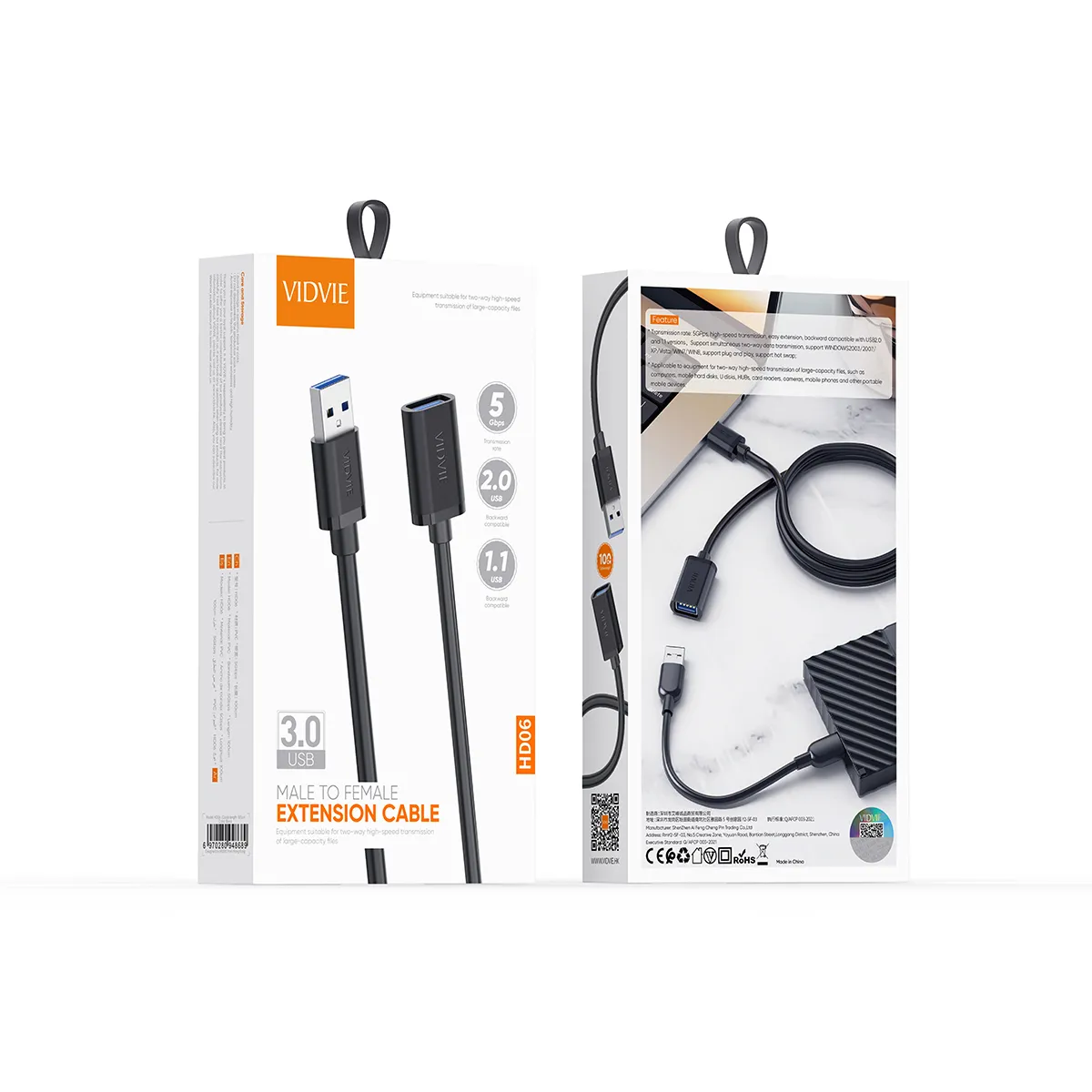 VIDVIE HD06 USB CABLE EXTENSION 1M