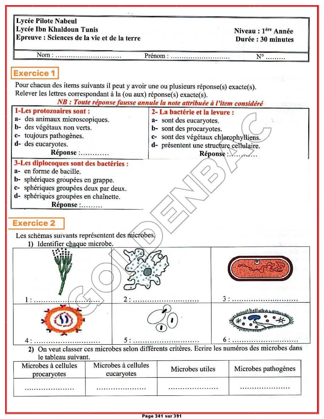 1ère ANNEE - 1ER TRIMESTRE
