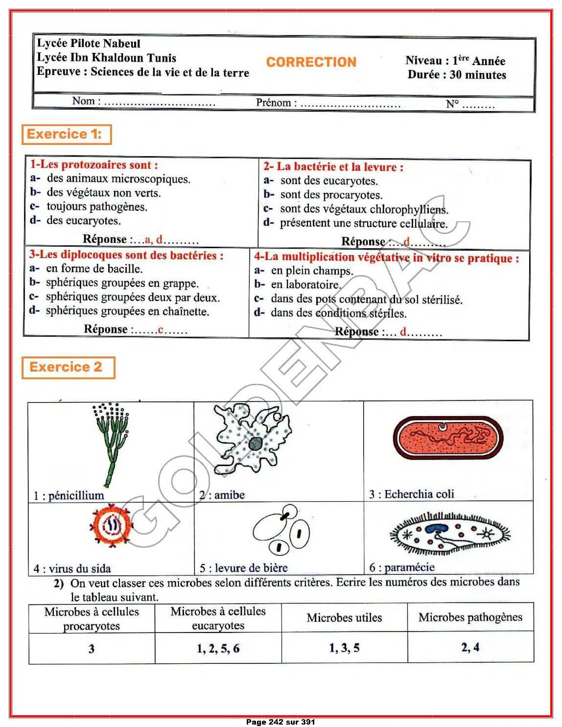 1ère ANNEE - 1ER TRIMESTRE