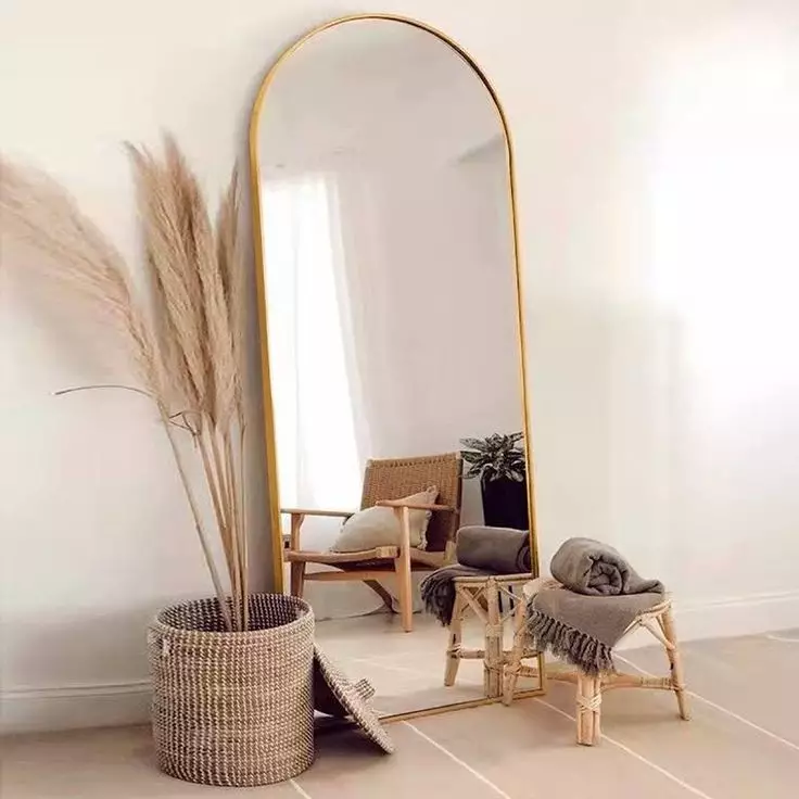 Miroir Arque 170x70 cm – Cadre en Metal Dore (À Poser)