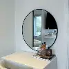Miroir rond mural – Cadre MDF noir stratifie (Ø 70 cm)