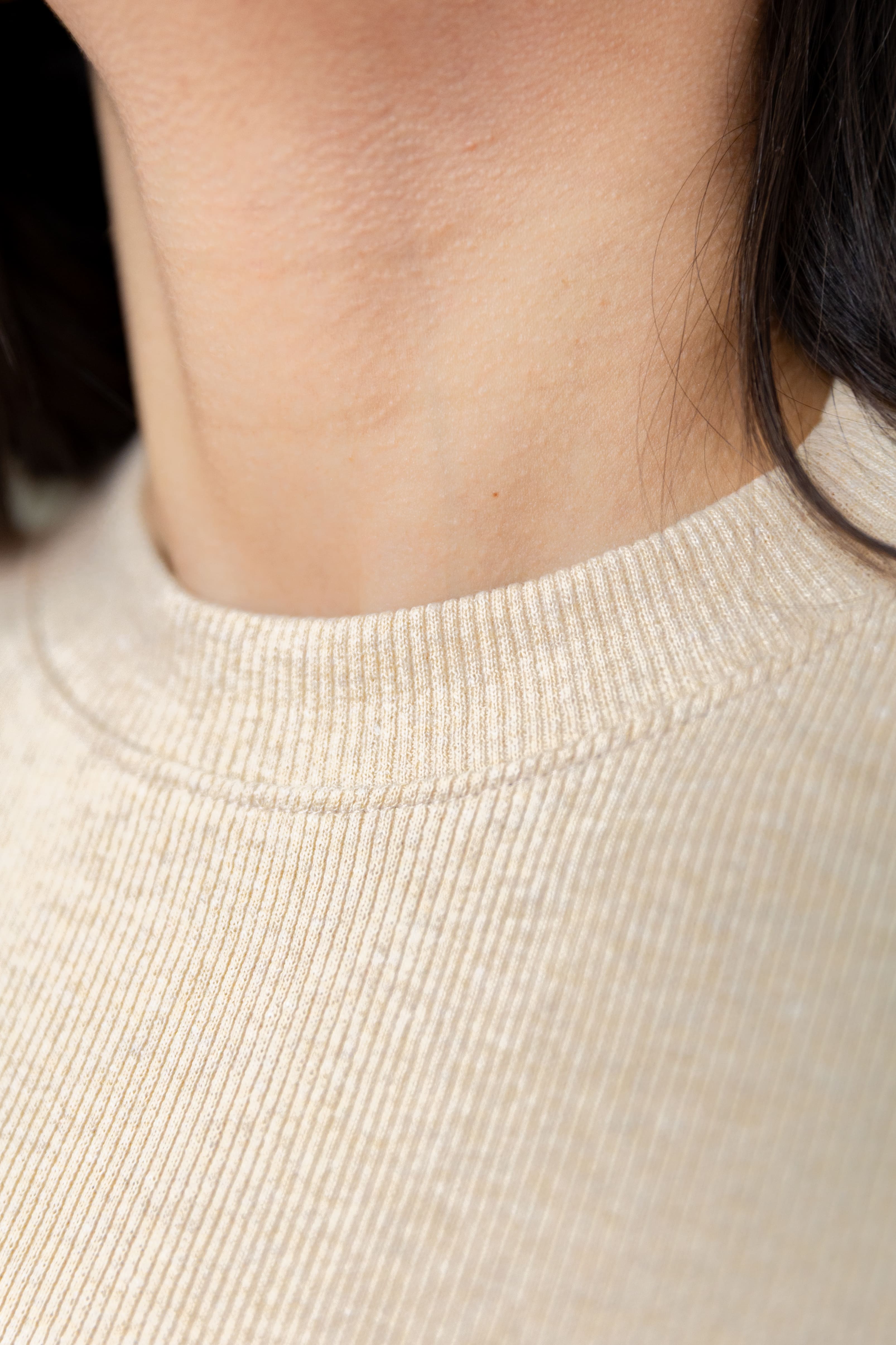 Pull ELIXA - long en coton côtelé à col cheminée