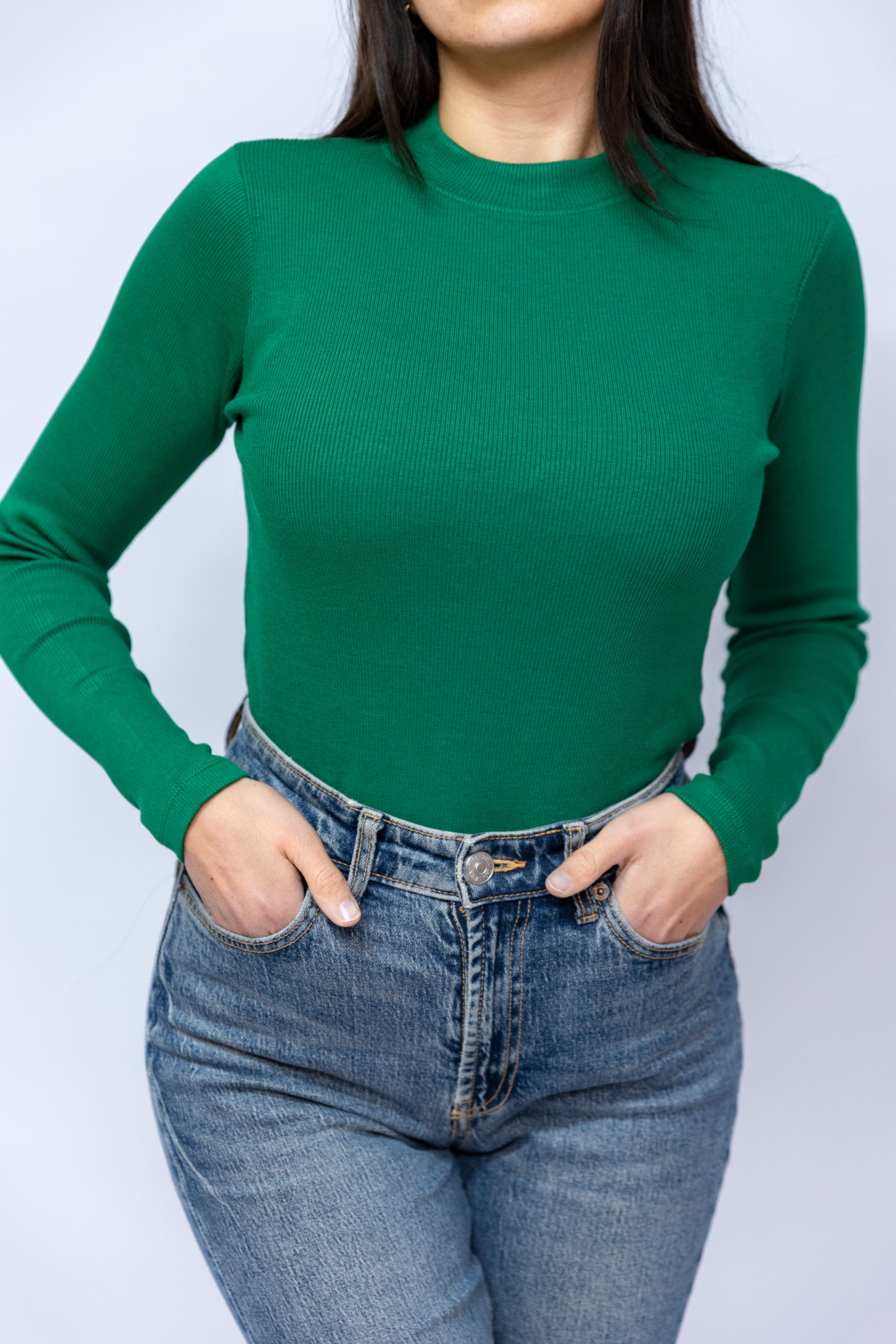 Pull ELIXA - long en coton côtelé à col cheminée