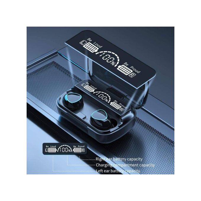Kit Microphone Earbuds BT 5.3 Tactile - Waterproof - Power Bank - 3500mAh - Noir