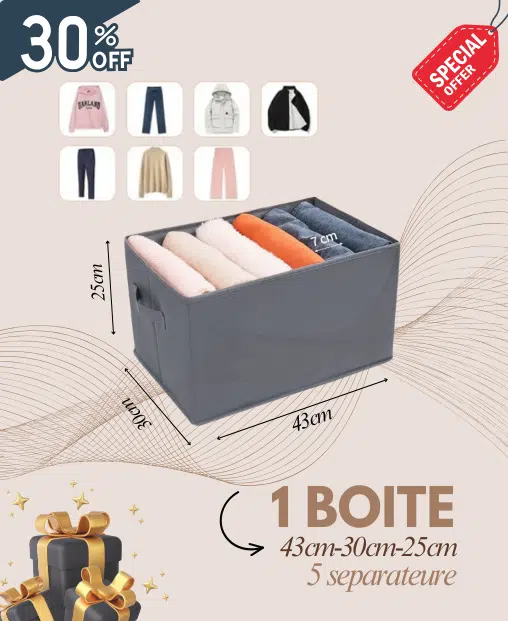 4 Boîtes de Rangement Pliable avec 5 Compartiments