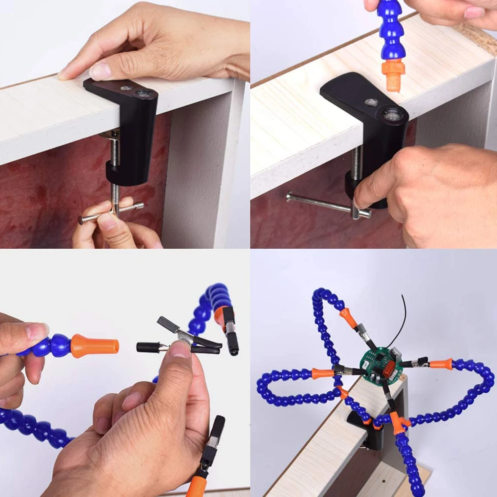 Support de Soudure Multifonction 3X Loupe, LED et Bras Flexibles