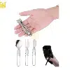 Set de Couverts Pliables Camping – 3 Pièces avec Pochette