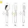Set de Couverts Pliables Camping – 3 Pièces avec Pochette