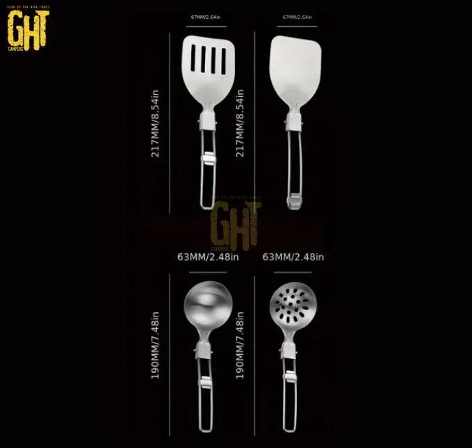 Set Ustensiles Cuisine Camping – 8 Pièces avec Sac Compact