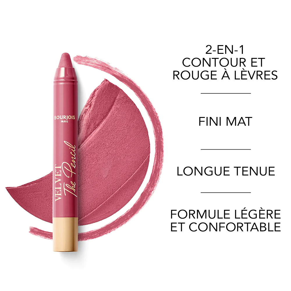 BOURJOIS - Crayon Rouge À Lèvres Velvet The Pencil 02 AMOU-ROSE