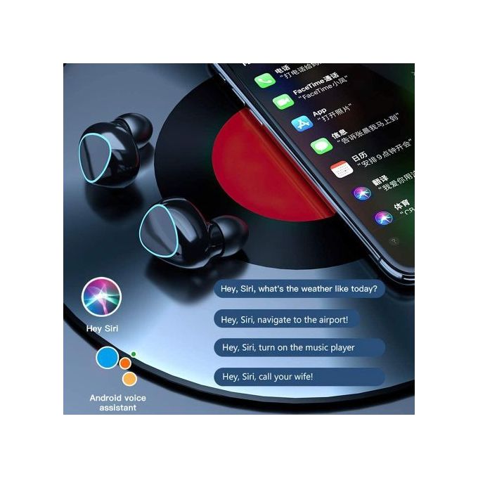 Kit Microphone Earbuds BT 5.3 Tactile - Waterproof - Power Bank - 3500mAh - Noir