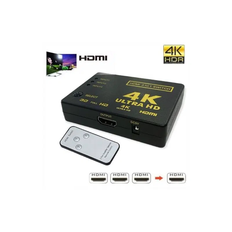 Switch HDMI 4K Splitter 3 Port avec Commande
