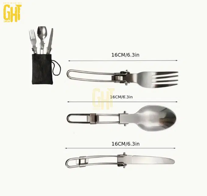 Set Ustensiles Cuisine Camping – 8 Pièces avec Sac Compact
