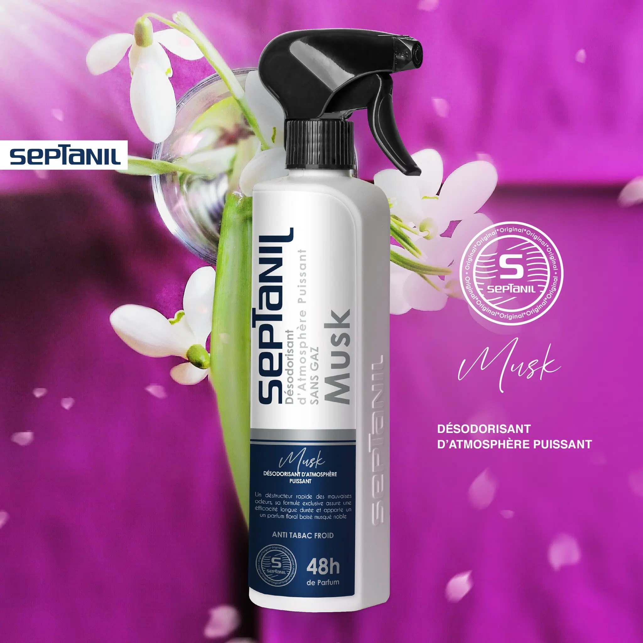 SEPTANIL DESODORISANT D'ATMOSPHERE PUISSANT MUSK 500ML
