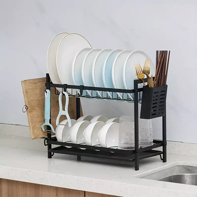 Egouttoir de Cuisine a 2 Niveaux Noir