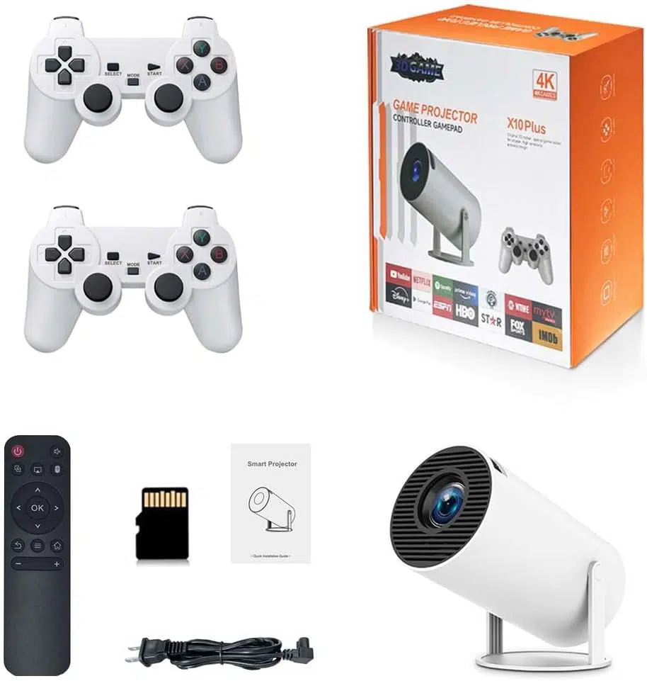 Console de jeu rétro avec projecteur avec 2 manettes sans fil