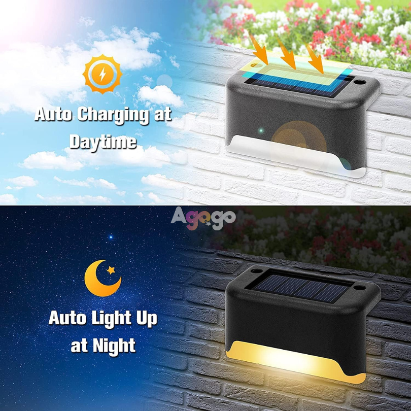 Pack 4 Lampe solaire à LED pour marche et escalier