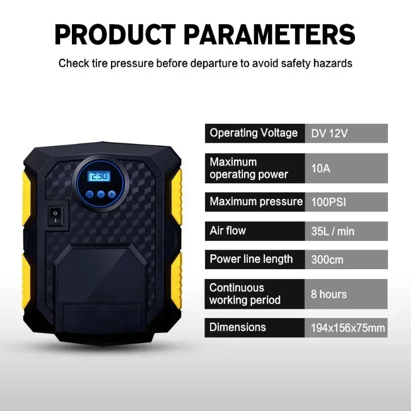 Compresseur dair de Voiture Portable 12V
