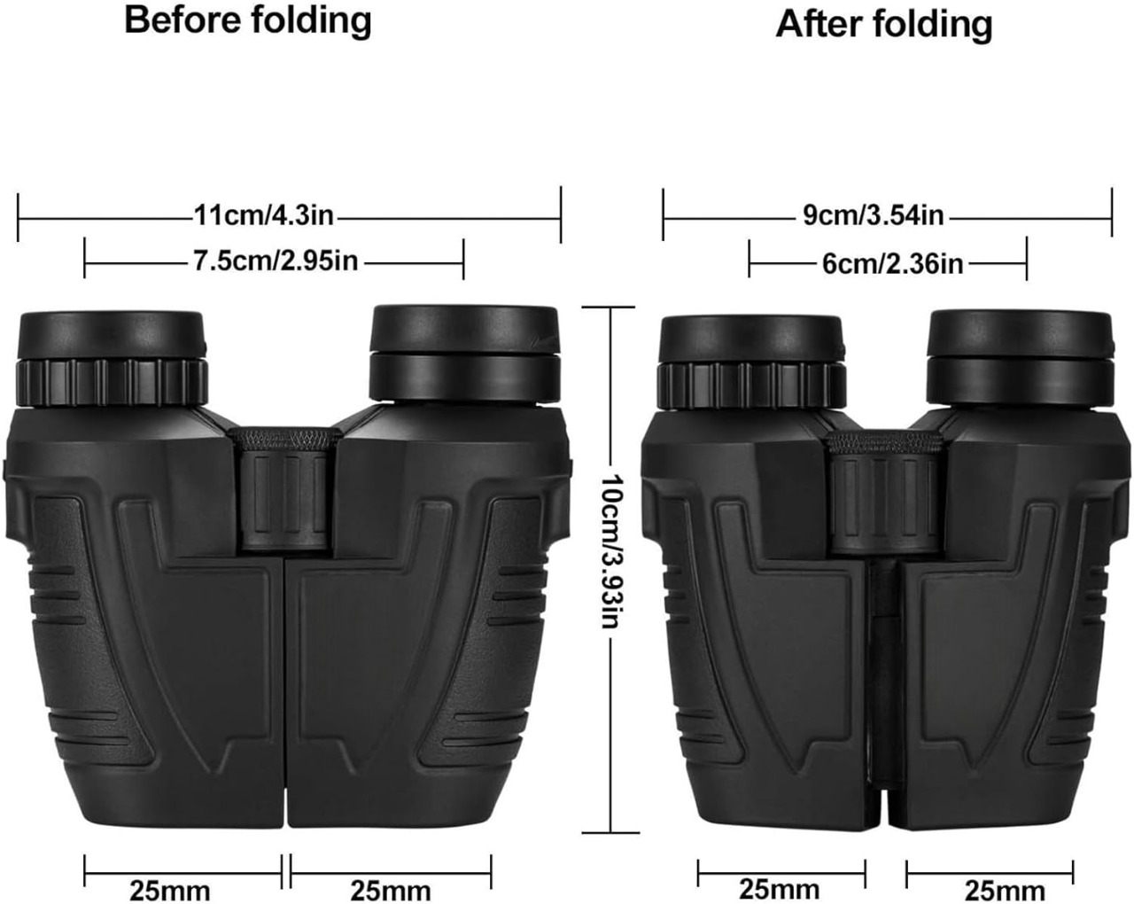 Jumelles compactes 12x25 avec vision claire en basse lumière
