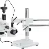 Microscope stéréo trinoculaire sur double bras, port photo, anneau LED 56 lampes