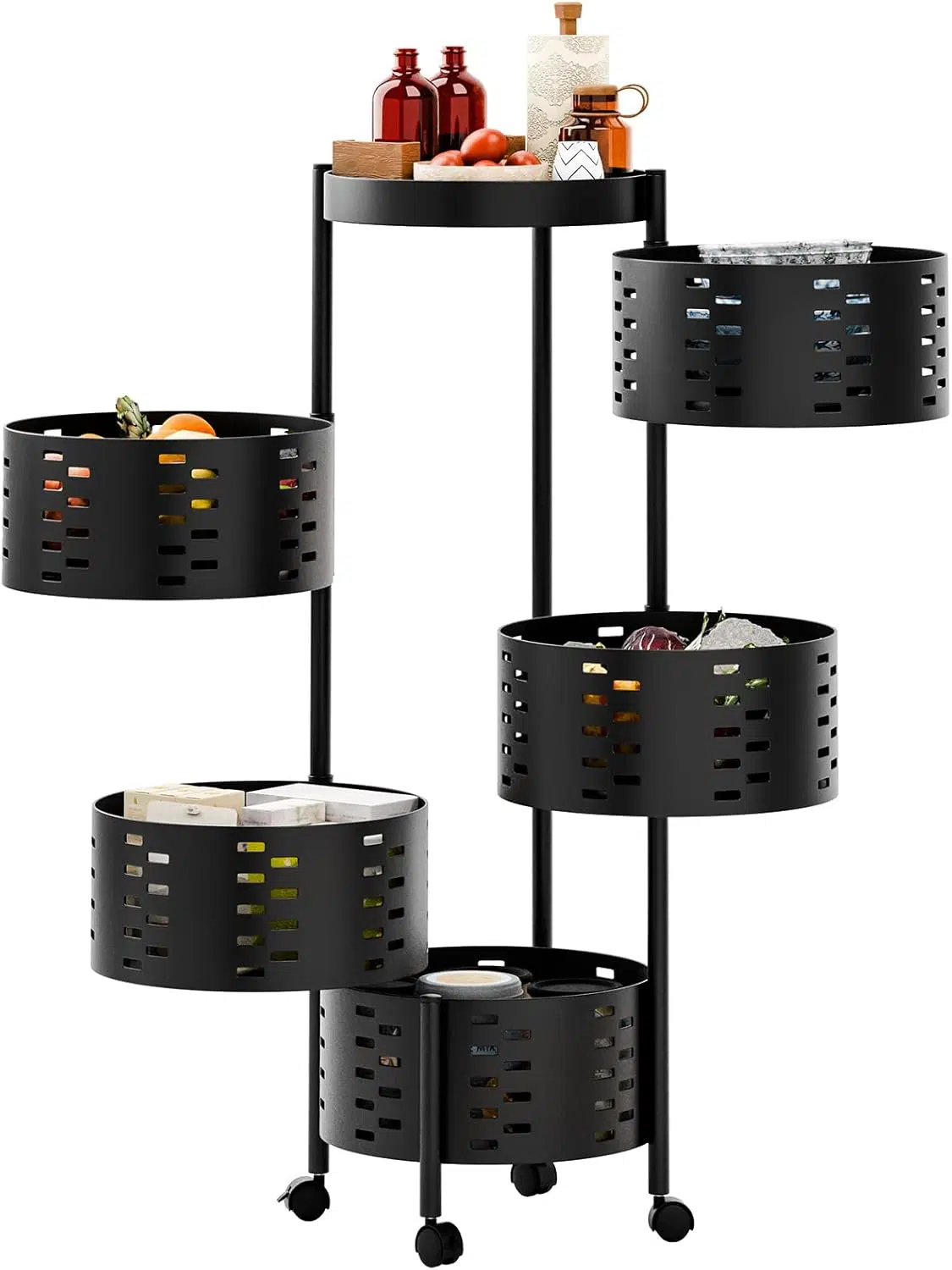 Porte Legumes Rotatif a 5 Paniers Noir