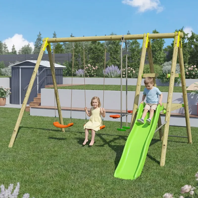 Balançoire en bois 2,30 m Topwood TUTTI - 6 enfants