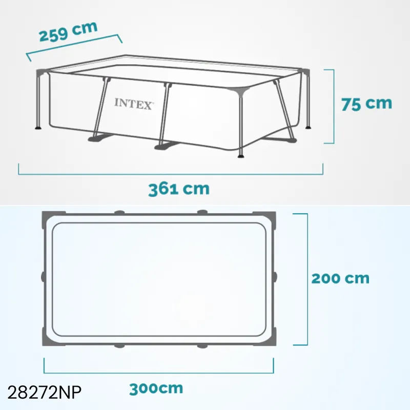 Piscine rectangulaire Metal Frame 300 cm x 200 cm x 75 cm