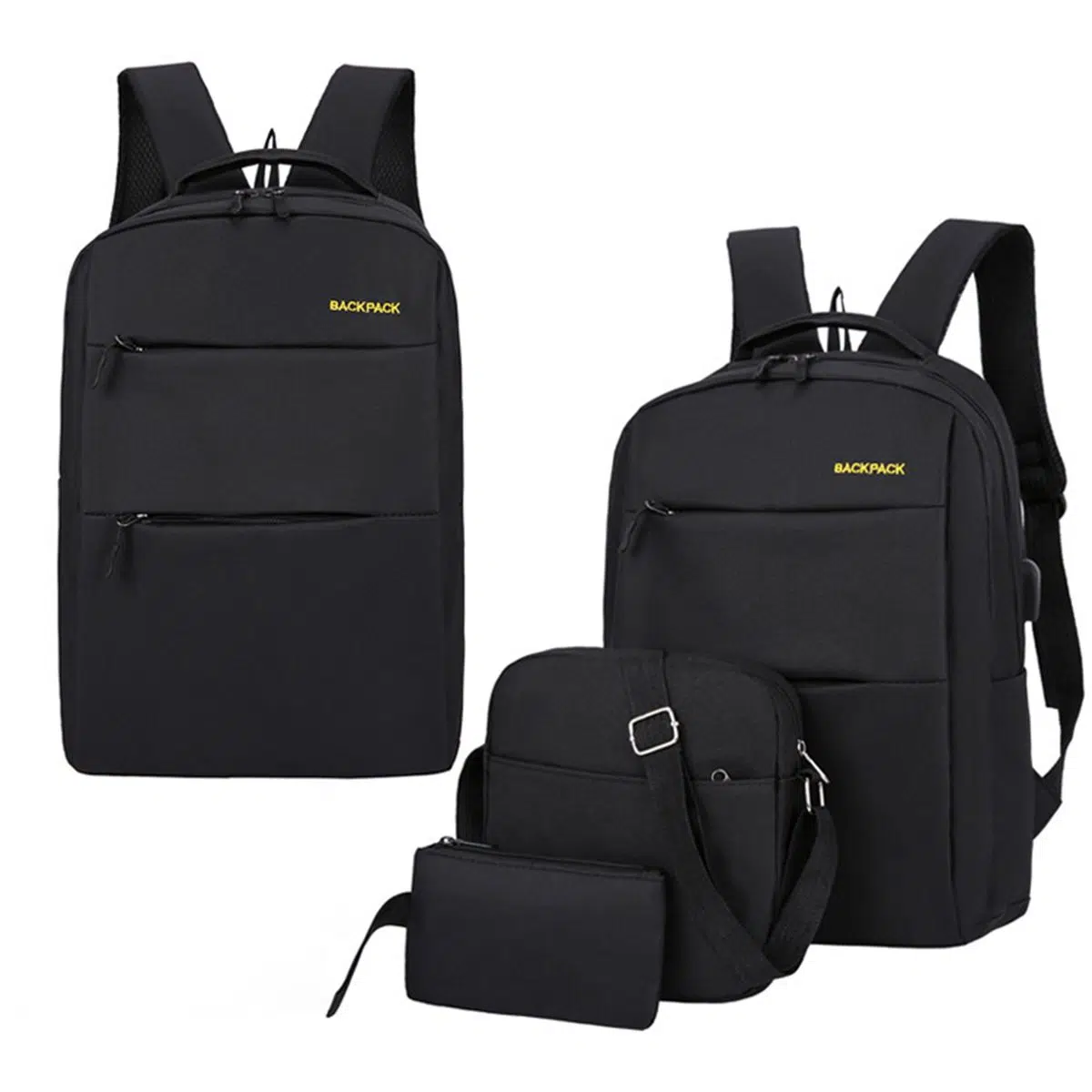 Set 3 pcs Sac a dos + USB laptop Backpack