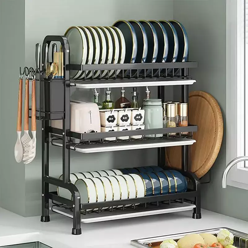 Egouttoir a Vaisselle 3 Niveaux Noir