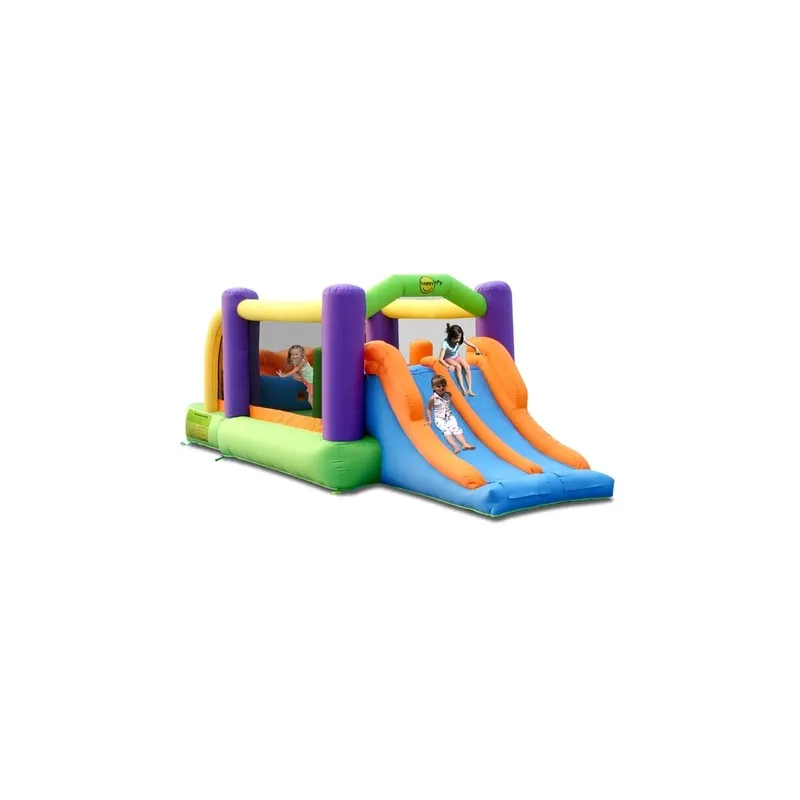 Happy Hop grand château gonflable avec obstacles, tunnel et toboggan