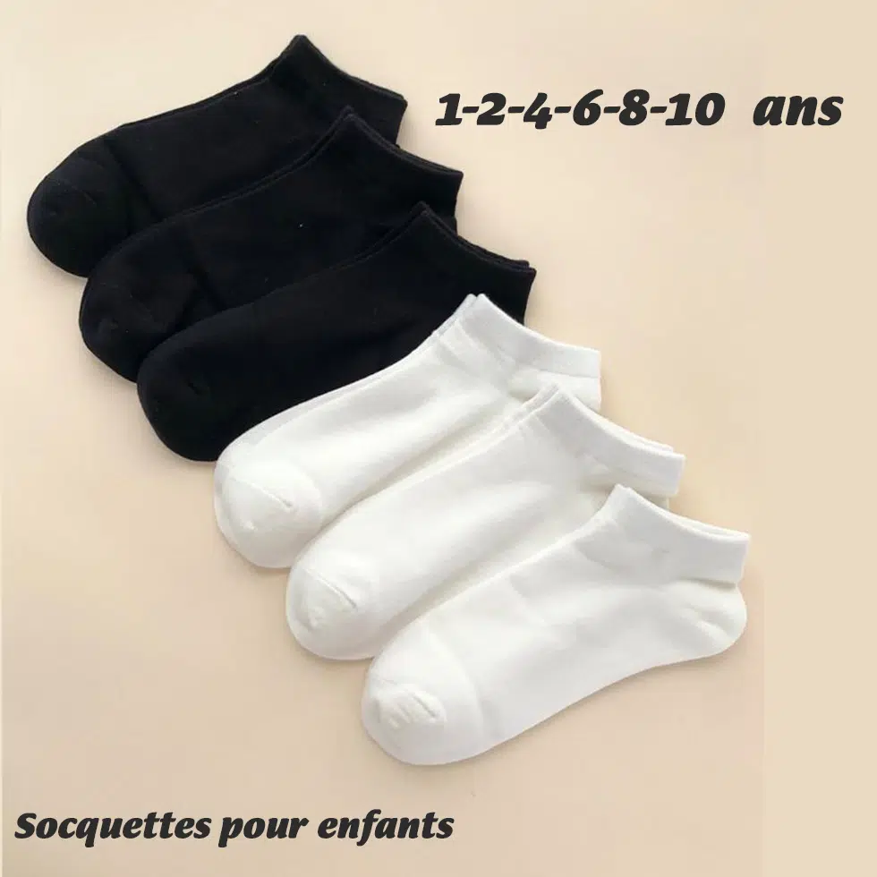 PACK SOCQUETTES UNIS POUR ENFANTS