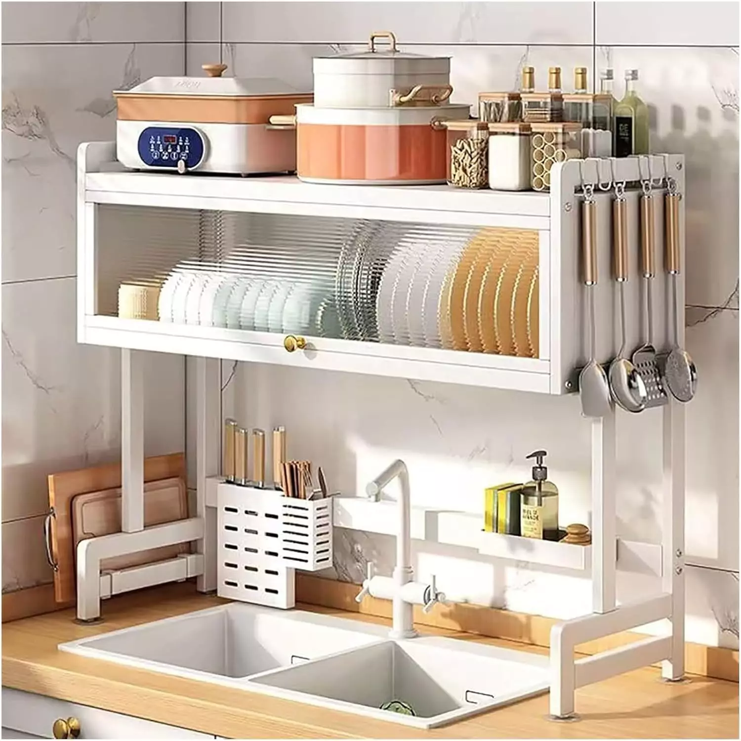 Egouttoir de Cuisine Multifonction Blanc 95cm