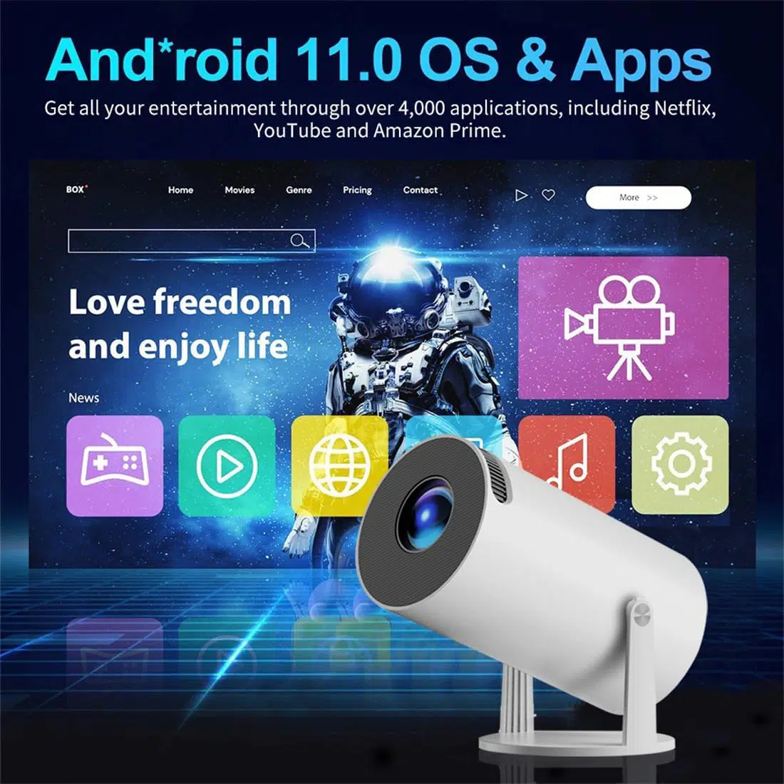 Console de jeu rétro avec projecteur avec 2 manettes sans fil