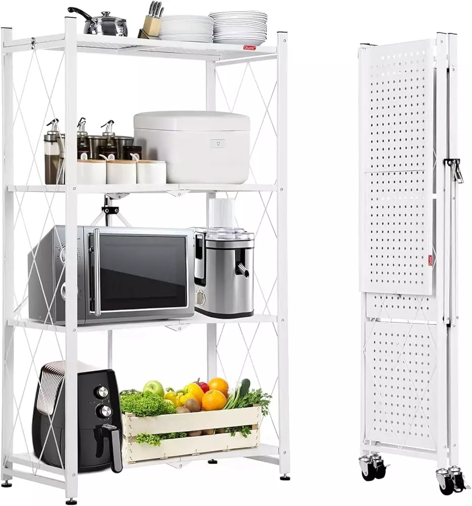 Etagere de Rangement en Metal avec Roues – Blanc