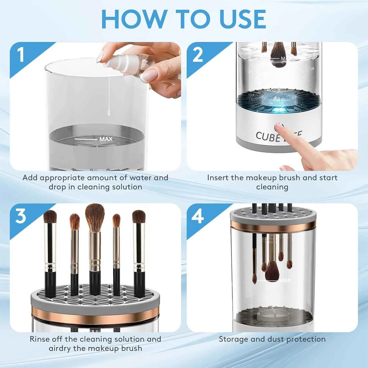 Machine de nettoyage de brosse de maquillage électrique |جهاز تنظيف فرش المكياج